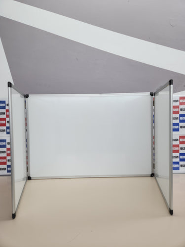 Pizarra Blanca Magnética Triptica, 90 x 60 cm (cerrada), 180 x 60 cm (abierta), superficie de acero lacado, marco de aluminio Bi-Office